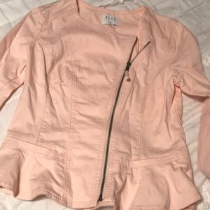 Peach pink jacket with slight peplum ruffle